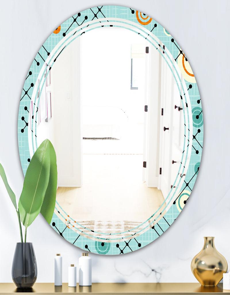 DesignQ Retro Abstract Design XIV - Modern Round Or Oval Wall Mirror - Triple C