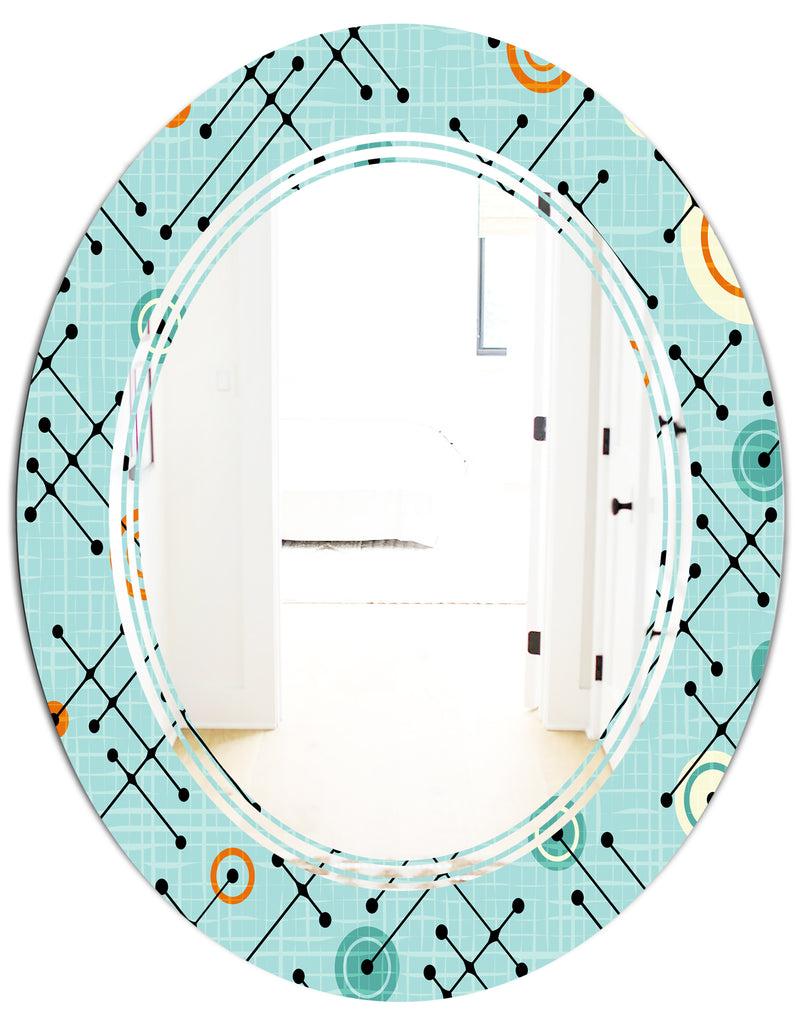 DesignQ Retro Abstract Design XIV - Modern Round Or Oval Wall Mirror - Triple C