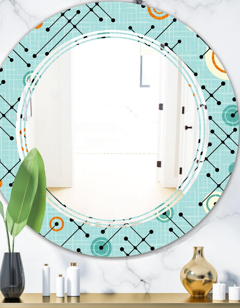 DesignQ Retro Abstract Design XIV - Modern Round or Oval Wall Mirror - Triple C