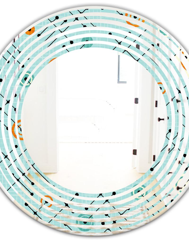 DesignQ Retro Abstract Design XIV - Modern Round Or Oval Wall Mirror - Wave