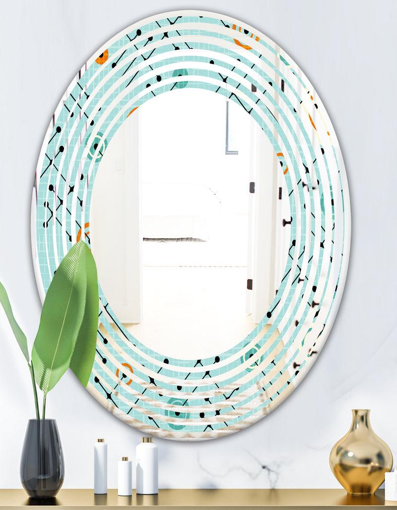 DesignQ Retro Abstract Design XIV - Modern Round Or Oval Wall Mirror - Wave