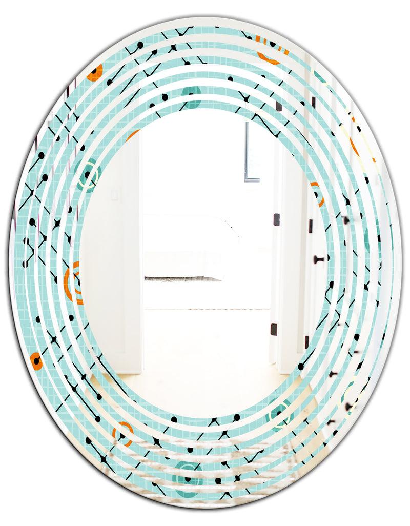 DesignQ Retro Abstract Design XIV - Modern Round Or Oval Wall Mirror - Wave