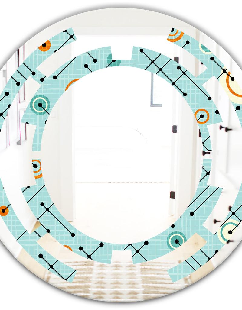 DesignQ Retro Abstract Design XIV - Modern Round Or Oval Wall Mirror - Space