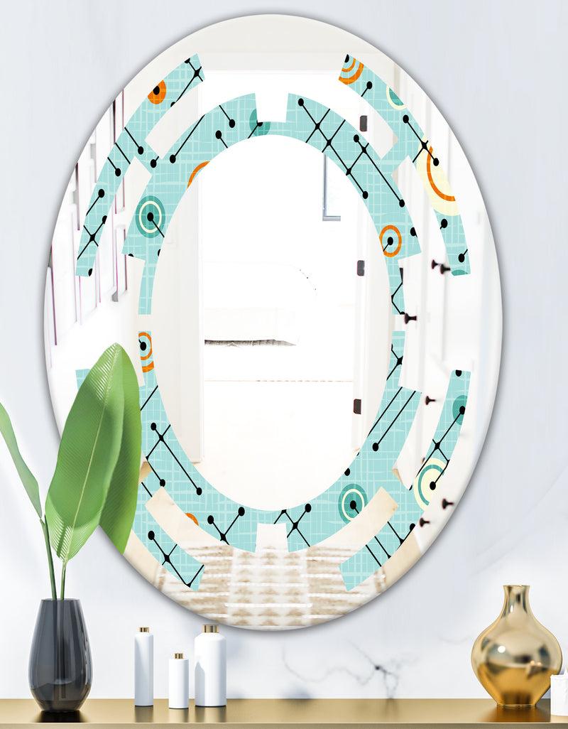 DesignQ Retro Abstract Design XIV - Modern Round Or Oval Wall Mirror - Space