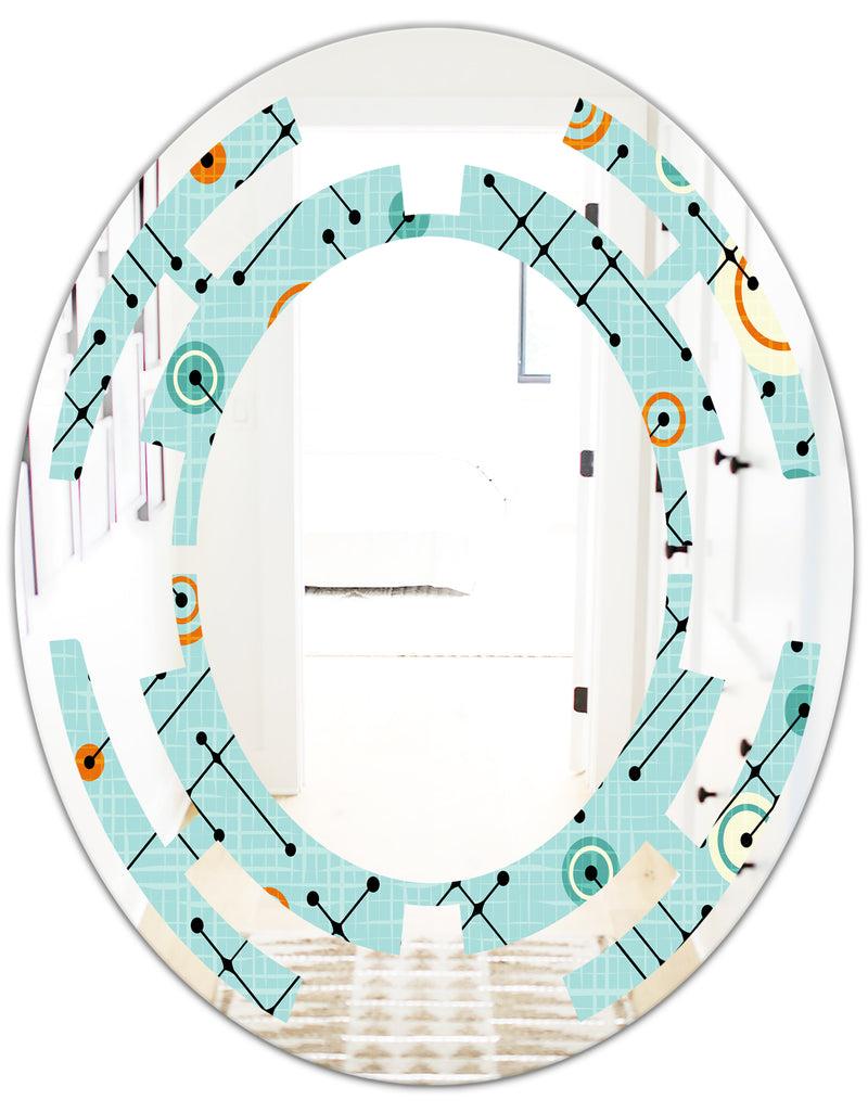 DesignQ Retro Abstract Design XIV - Modern Round Or Oval Wall Mirror - Space