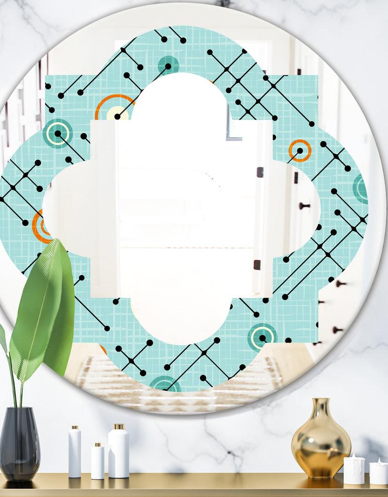 DesignQ Retro Abstract Design XIV - Modern Round or Oval Wall Mirror - Quatrefoil