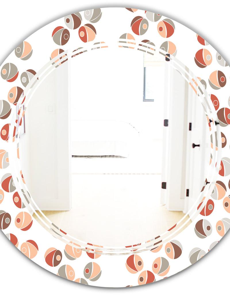 DesignQ Retro Abstract Design XIX - Modern Round Or Oval Wall Mirror - Triple C