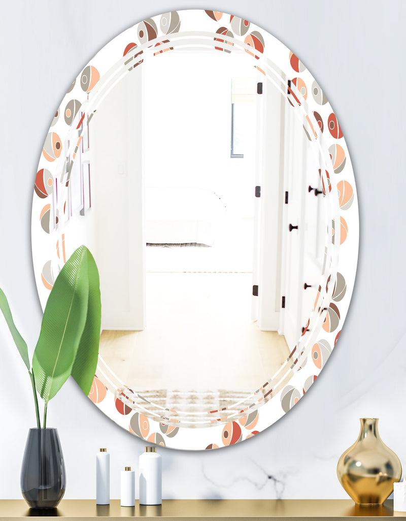 DesignQ Retro Abstract Design XIX - Modern Round Or Oval Wall Mirror - Triple C