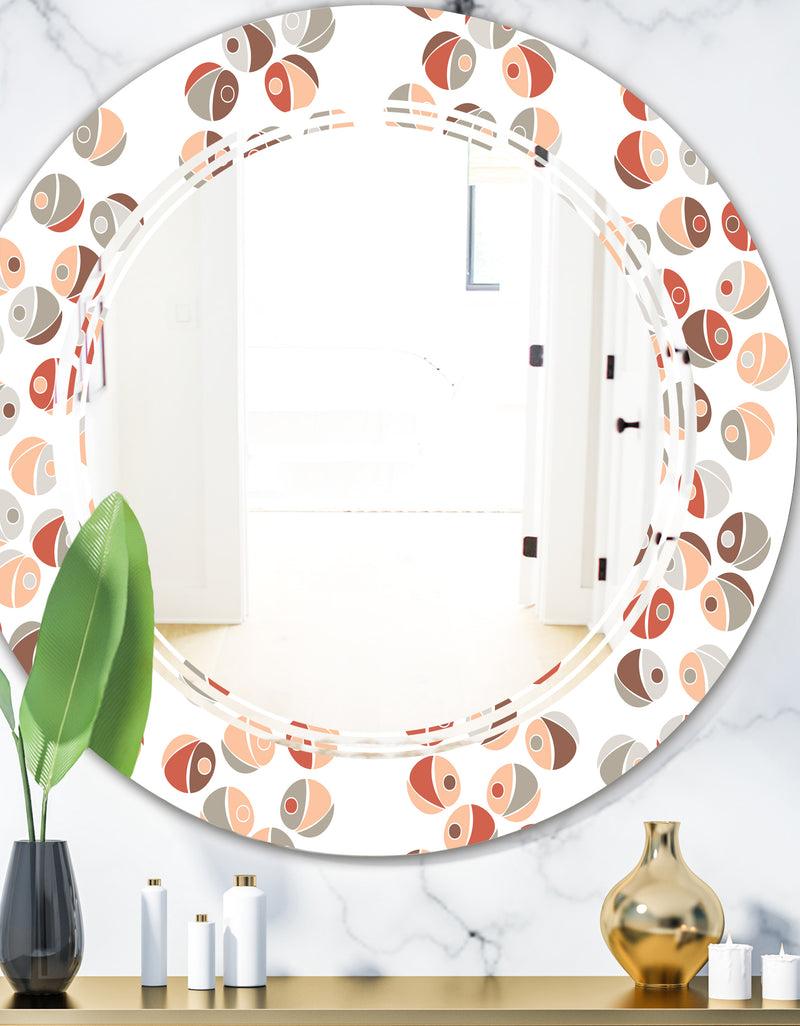 DesignQ Retro Abstract Design XIX - Modern Round or Oval Wall Mirror - Triple C