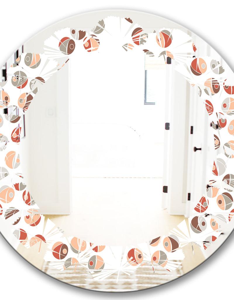 DesignQ Retro Abstract Design XIX - Modern Round Or Oval Wall Mirror - Leaves