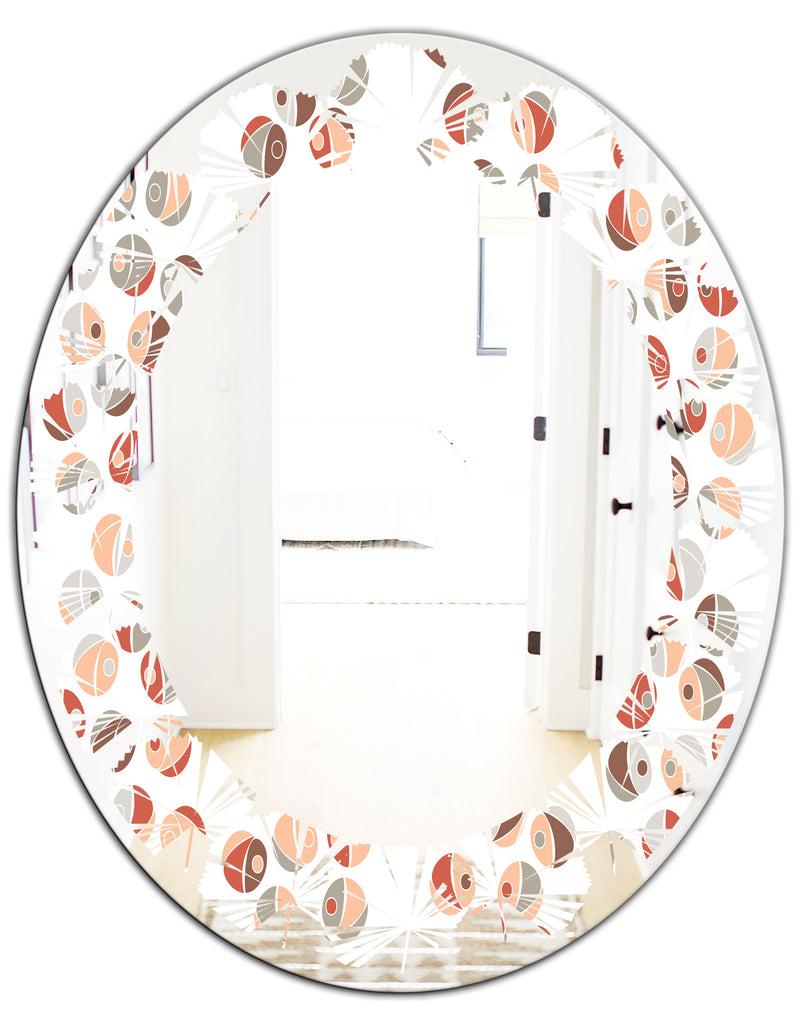 DesignQ Retro Abstract Design XIX - Modern Round Or Oval Wall Mirror - Leaves