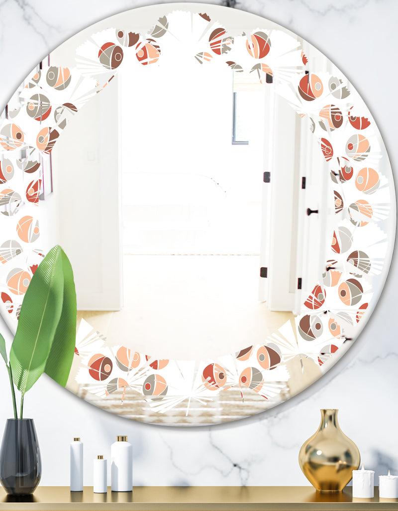 DesignQ Retro Abstract Design XIX - Modern Round or Oval Wall Mirror - Leaves