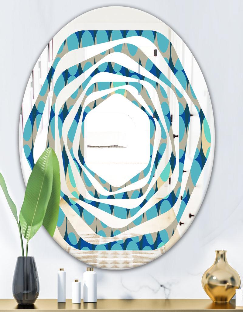 DesignQ Retro Abstract Design XV - Modern Round Or Oval Wall Mirror - Whirl