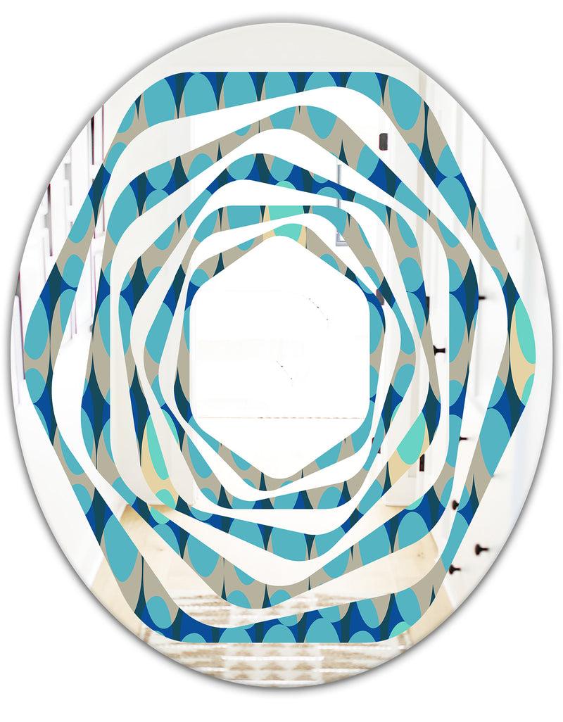 DesignQ Retro Abstract Design XV - Modern Round Or Oval Wall Mirror - Whirl