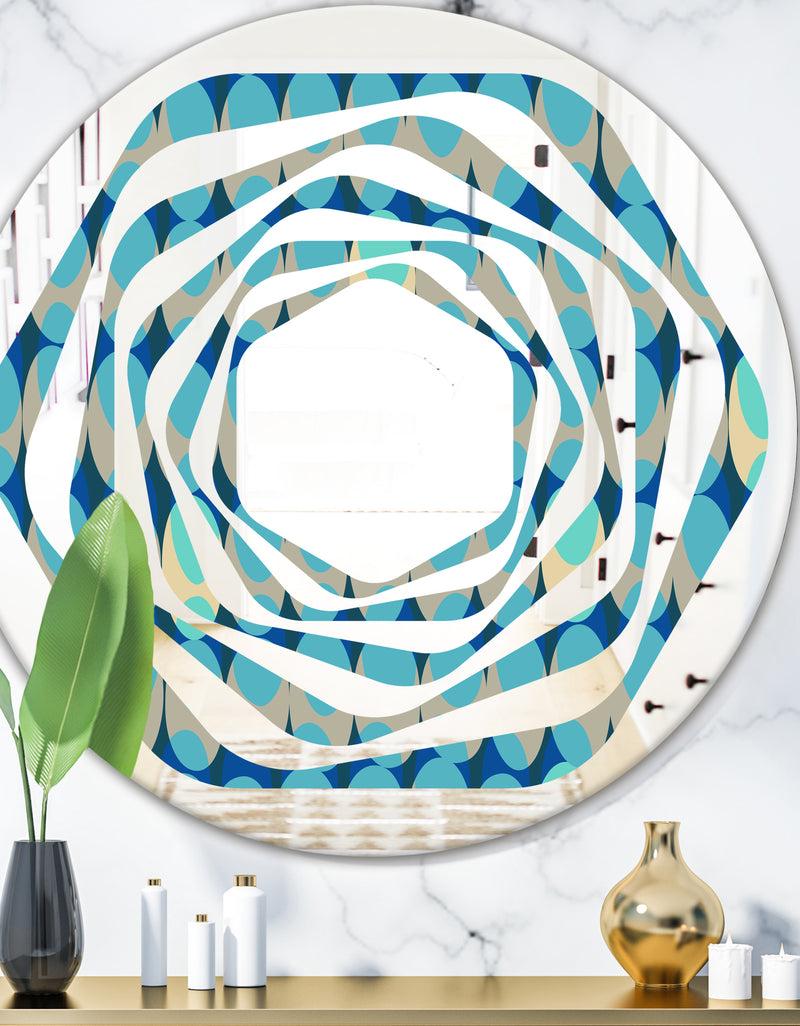 DesignQ Retro Abstract Design XV - Modern Round or Oval Wall Mirror - Whirl