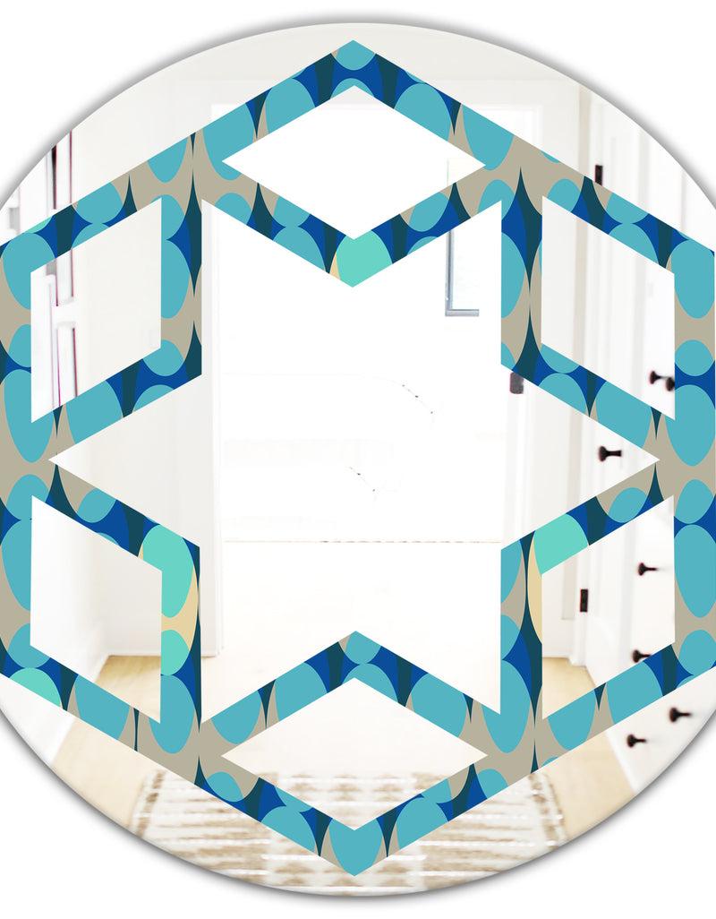 DesignQ Retro Abstract Design XV - Modern Round Or Oval Wall Mirror - Hexagon Star
