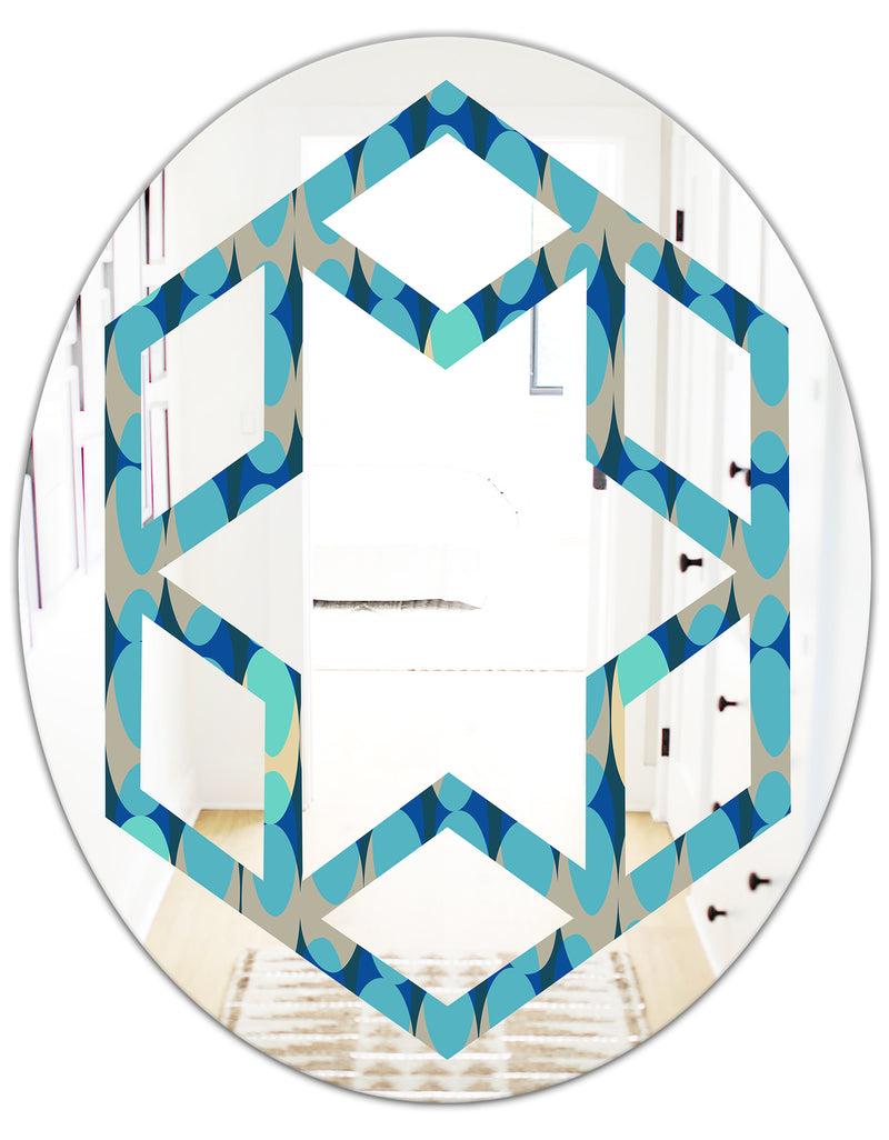 DesignQ Retro Abstract Design XV - Modern Round Or Oval Wall Mirror - Hexagon Star