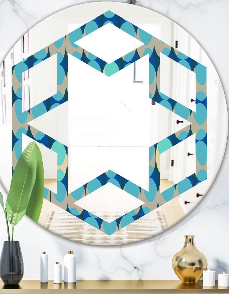 DesignQ Retro Abstract Design XV - Modern Round or Oval Wall Mirror - Hexagon Star