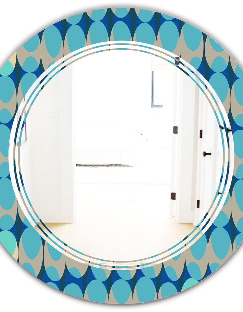 DesignQ Retro Abstract Design XV - Modern Round Or Oval Wall Mirror - Triple C