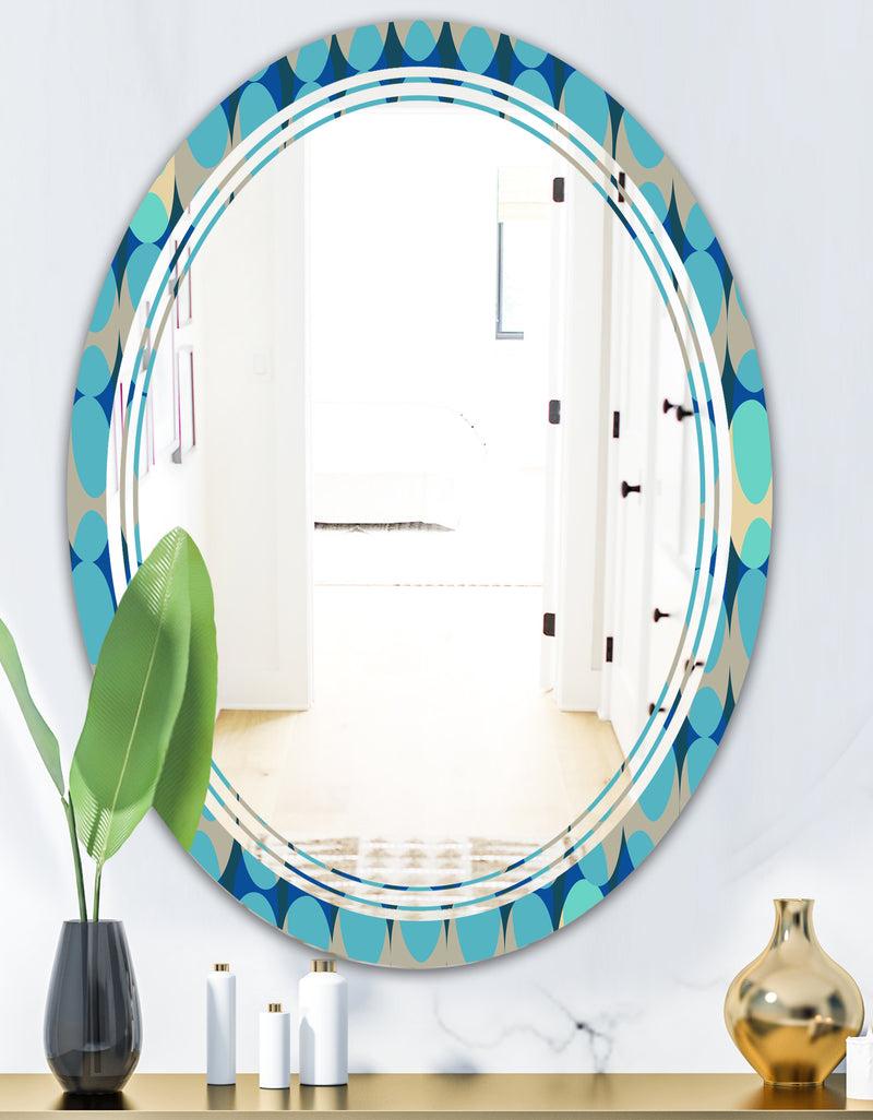 DesignQ Retro Abstract Design XV - Modern Round Or Oval Wall Mirror - Triple C