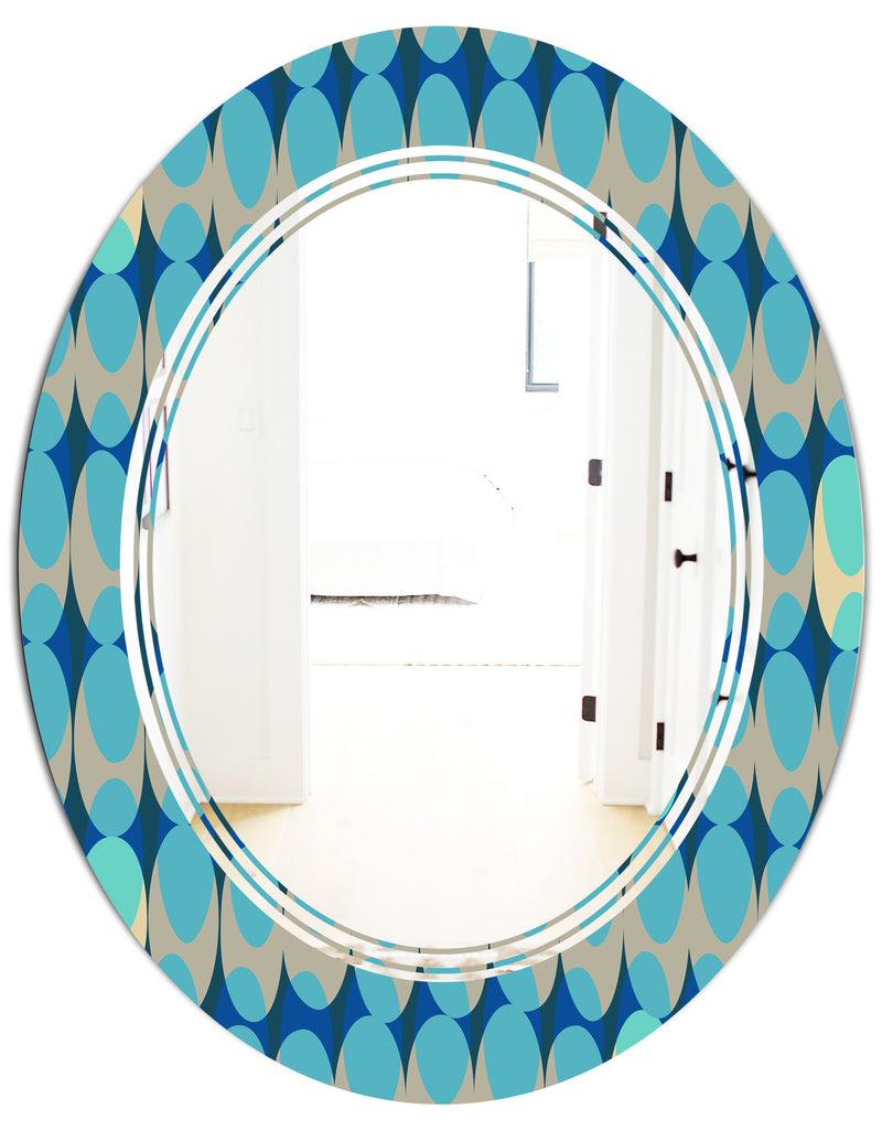 DesignQ Retro Abstract Design XV - Modern Round Or Oval Wall Mirror - Triple C