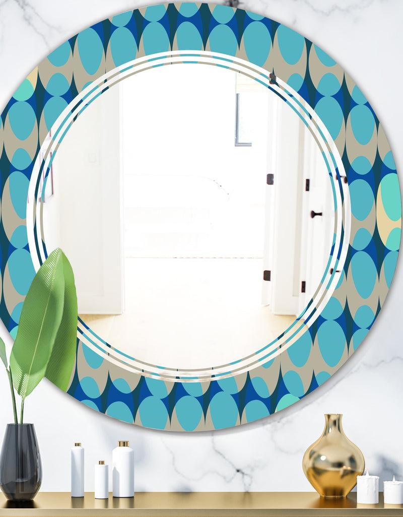 DesignQ Retro Abstract Design XV - Modern Round or Oval Wall Mirror - Triple C