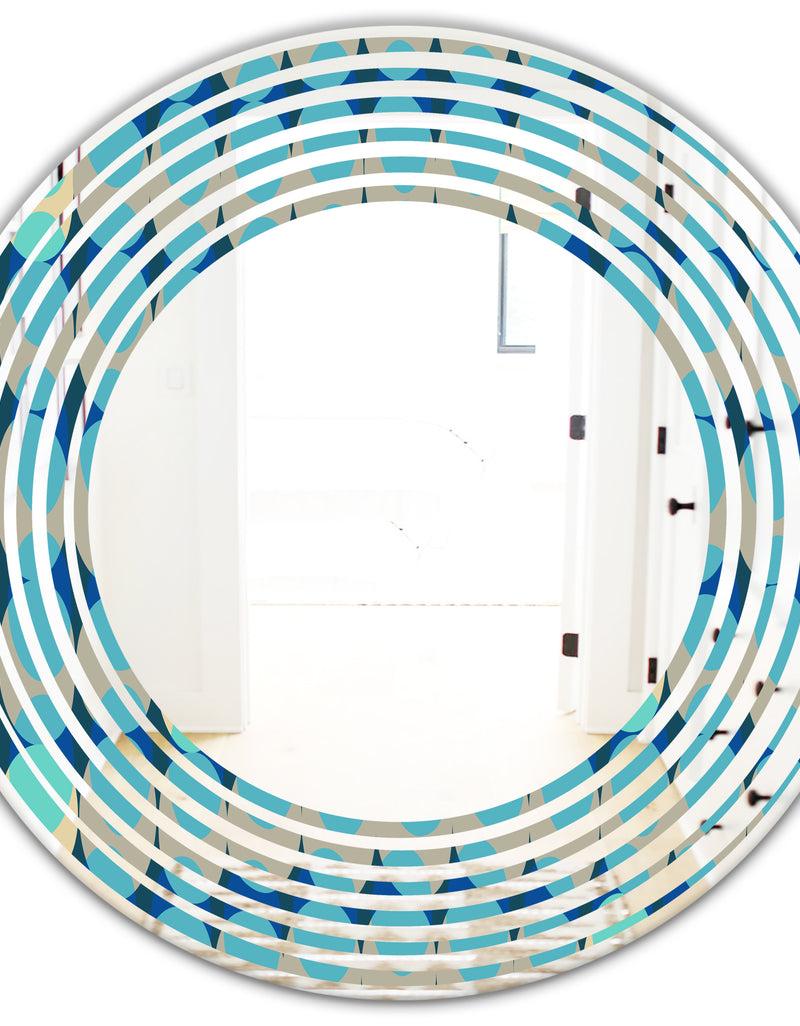 DesignQ Retro Abstract Design XV - Modern Round Or Oval Wall Mirror - Wave