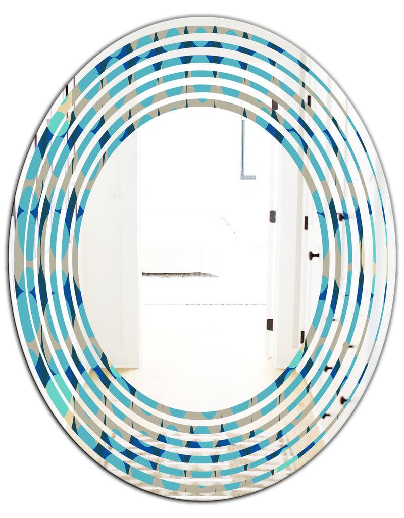 DesignQ Retro Abstract Design XV - Modern Round Or Oval Wall Mirror - Wave