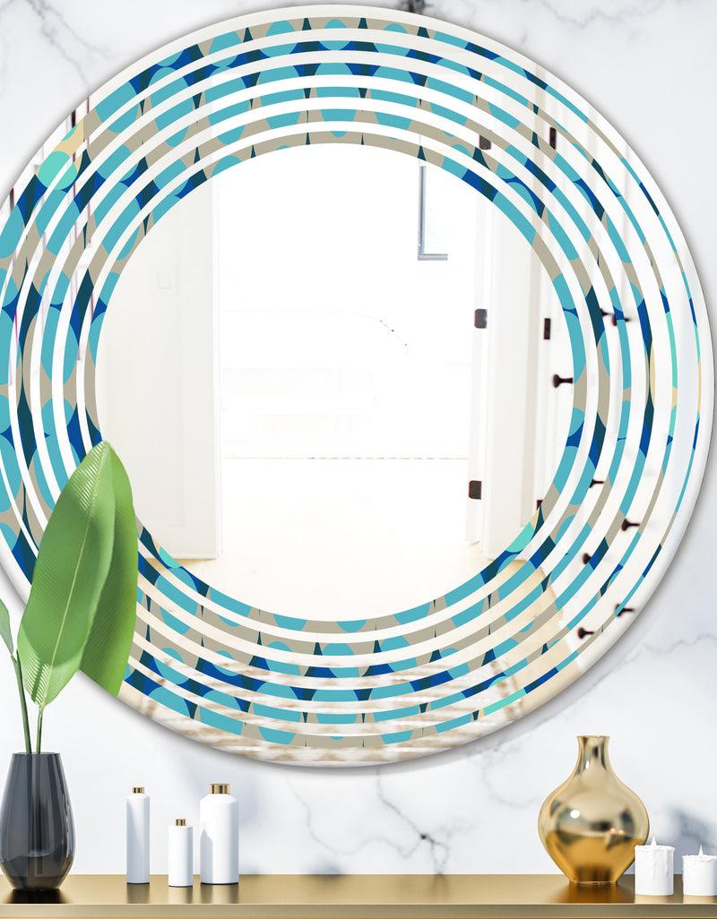 DesignQ Retro Abstract Design XV - Modern Round or Oval Wall Mirror - Wave