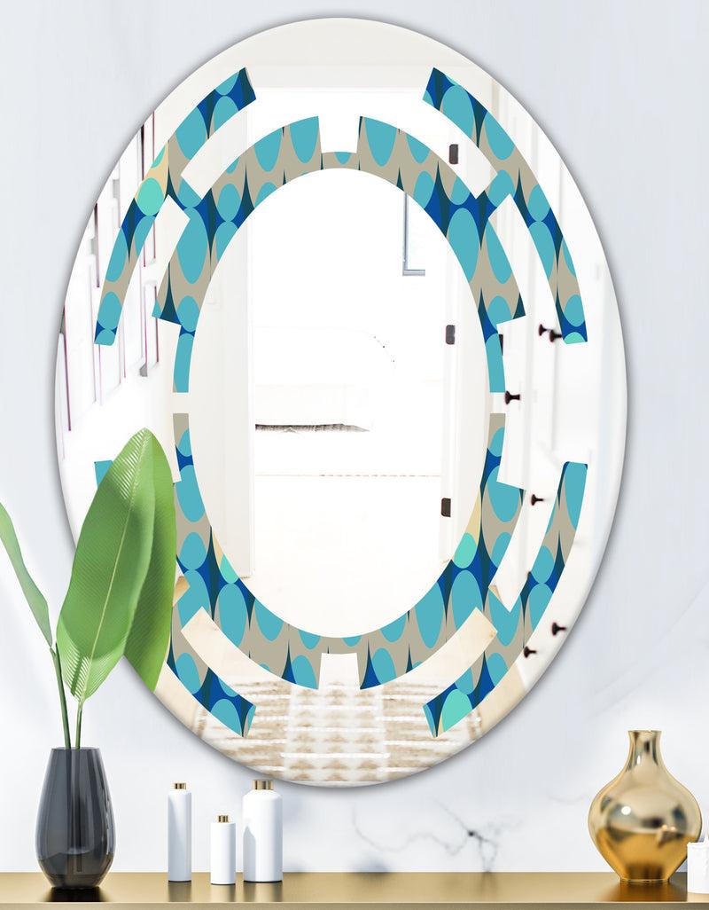 DesignQ Retro Abstract Design XV - Modern Round Or Oval Wall Mirror - Space