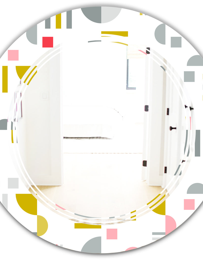 DesignQ Retro Abstract Design XVI - Modern Round Or Oval Wall Mirror - Triple C