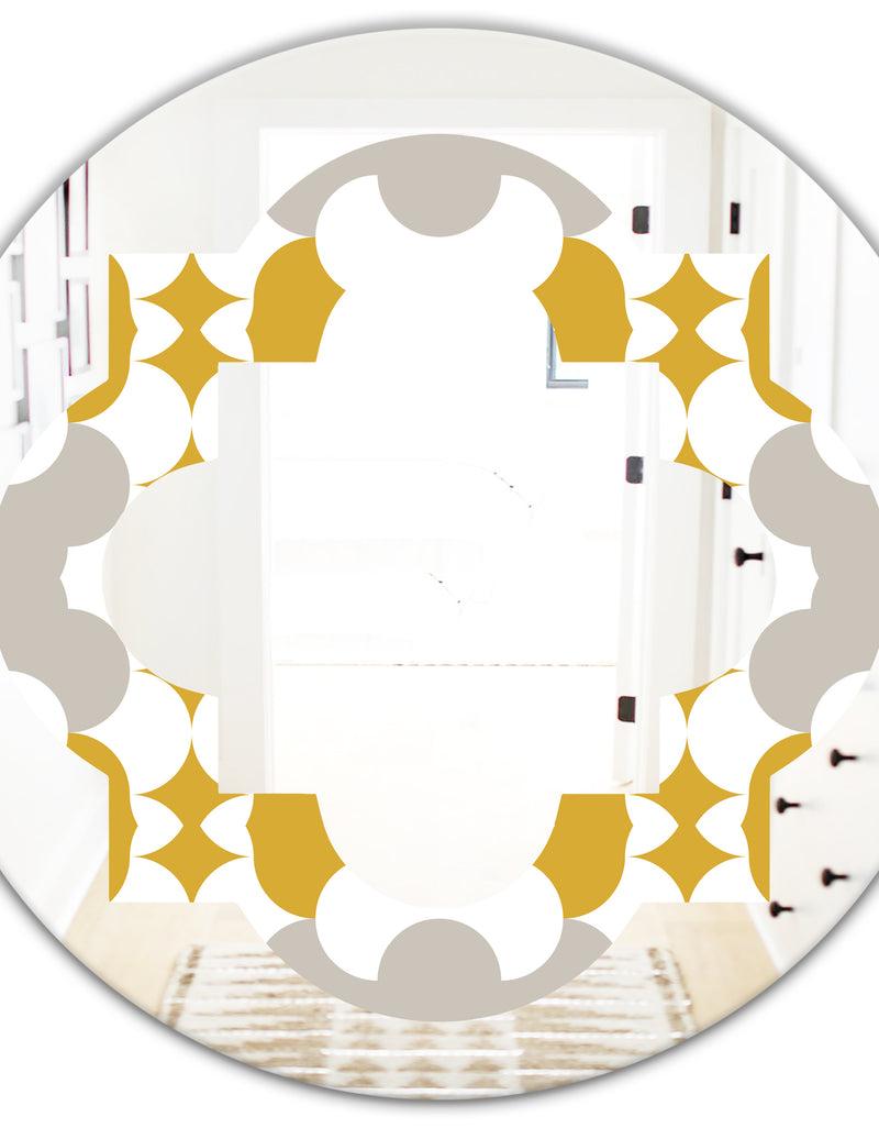 DesignQ Retro Abstract Design XVIII - Modern Round Or Oval Wall Mirror - Quatrefoil