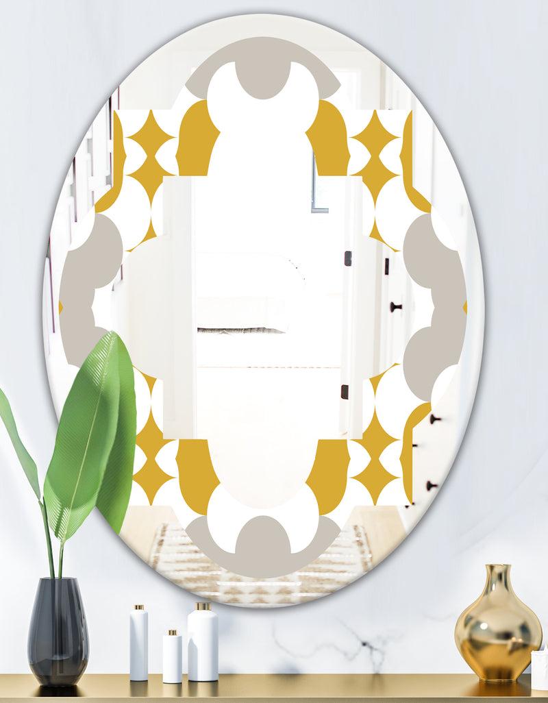 DesignQ Retro Abstract Design XVIII - Modern Round Or Oval Wall Mirror - Quatrefoil