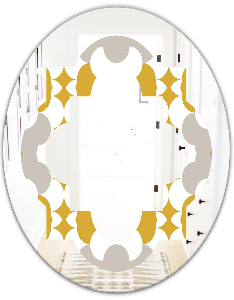 DesignQ Retro Abstract Design XVIII - Modern Round Or Oval Wall Mirror - Quatrefoil