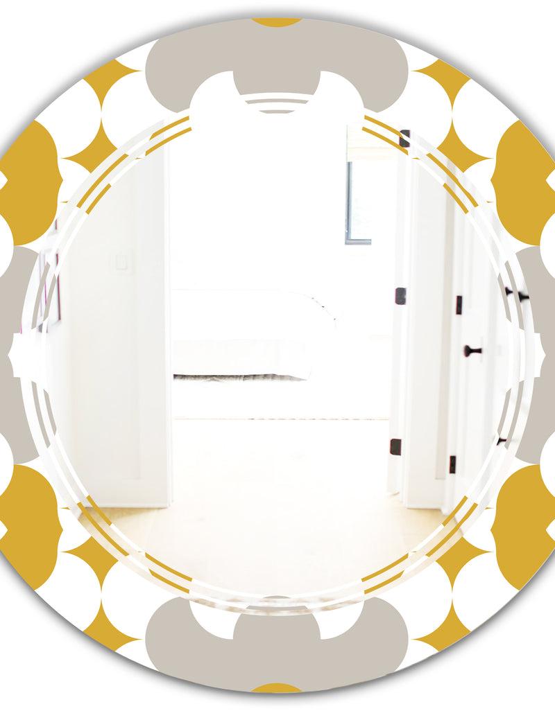 DesignQ Retro Abstract Design XVIII - Modern Round Or Oval Wall Mirror - Triple C