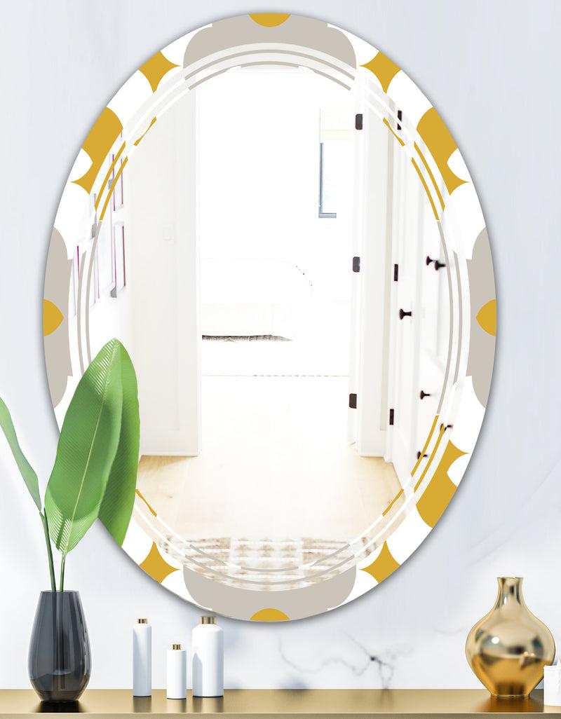 DesignQ Retro Abstract Design XVIII - Modern Round Or Oval Wall Mirror - Triple C