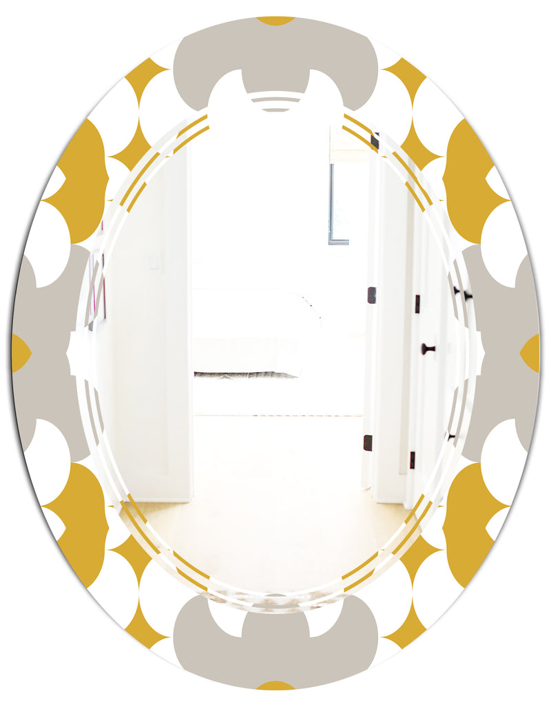 DesignQ Retro Abstract Design XVIII - Modern Round Or Oval Wall Mirror - Triple C