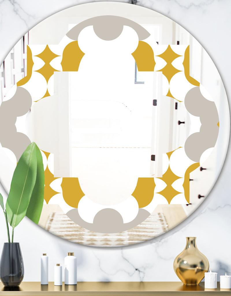 DesignQ Retro Abstract Design XVIII - Modern Round or Oval Wall Mirror - Quatrefoil