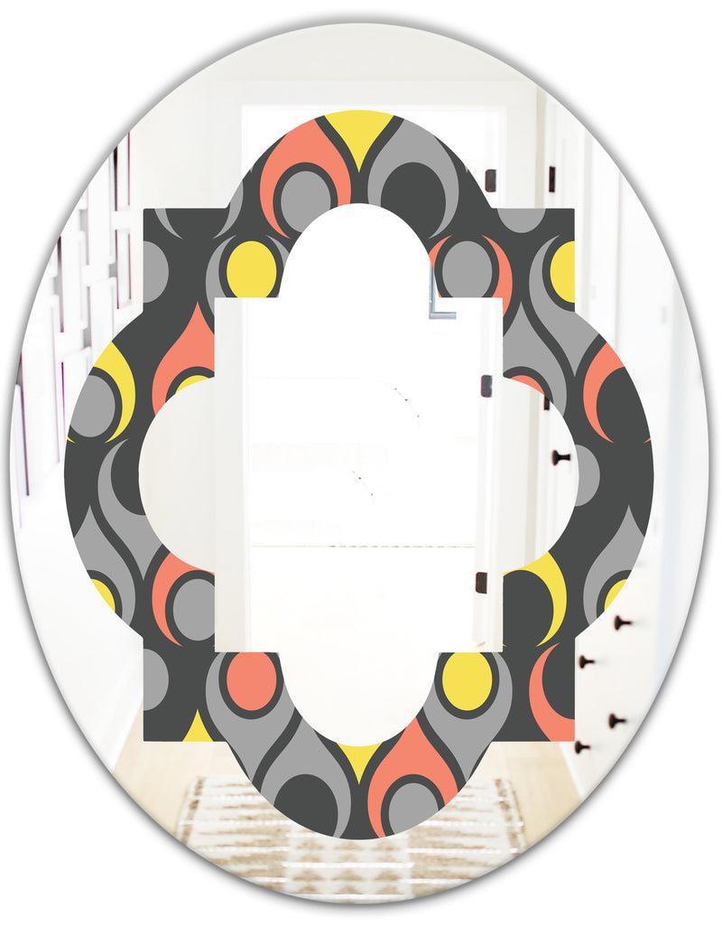DesignQ Retro Abstract Drops I - Modern Round Or Oval Wall Mirror - Quatrefoil
