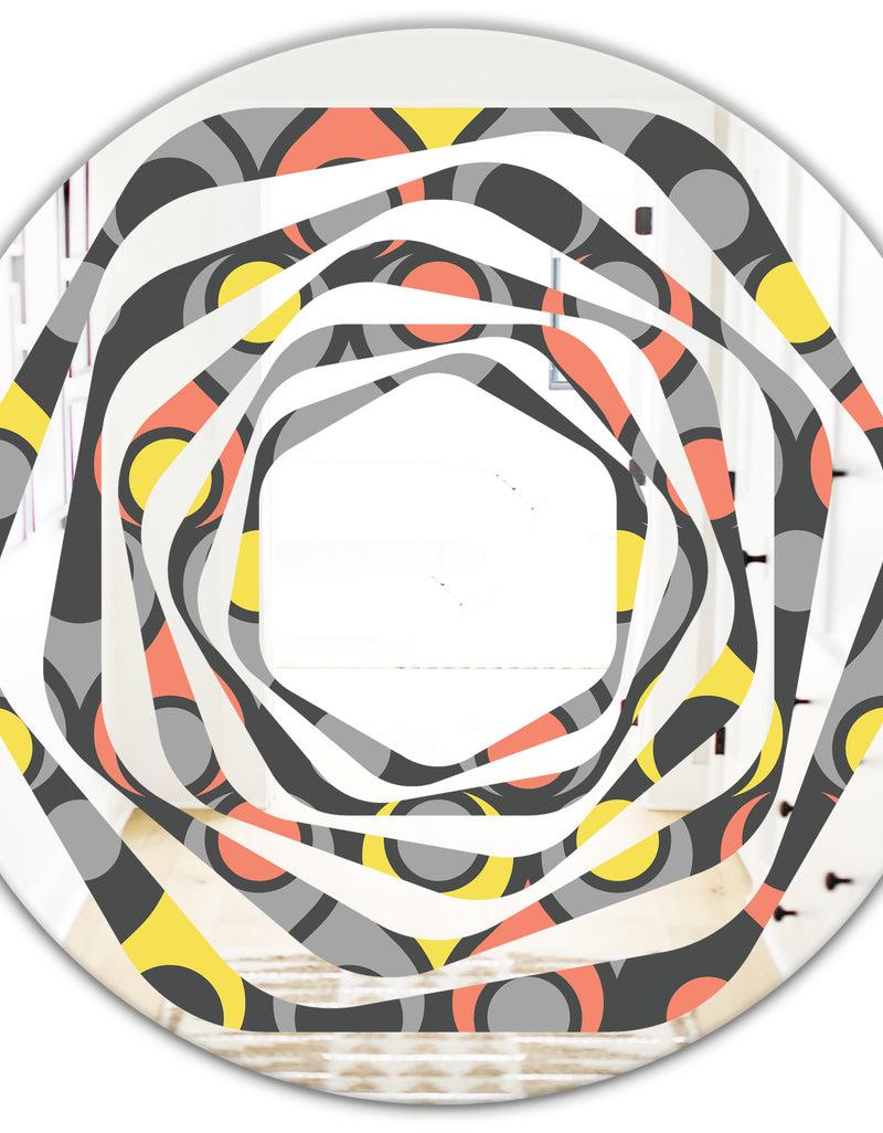 DesignQ Retro Abstract Drops I - Modern Round Or Oval Wall Mirror - Whirl