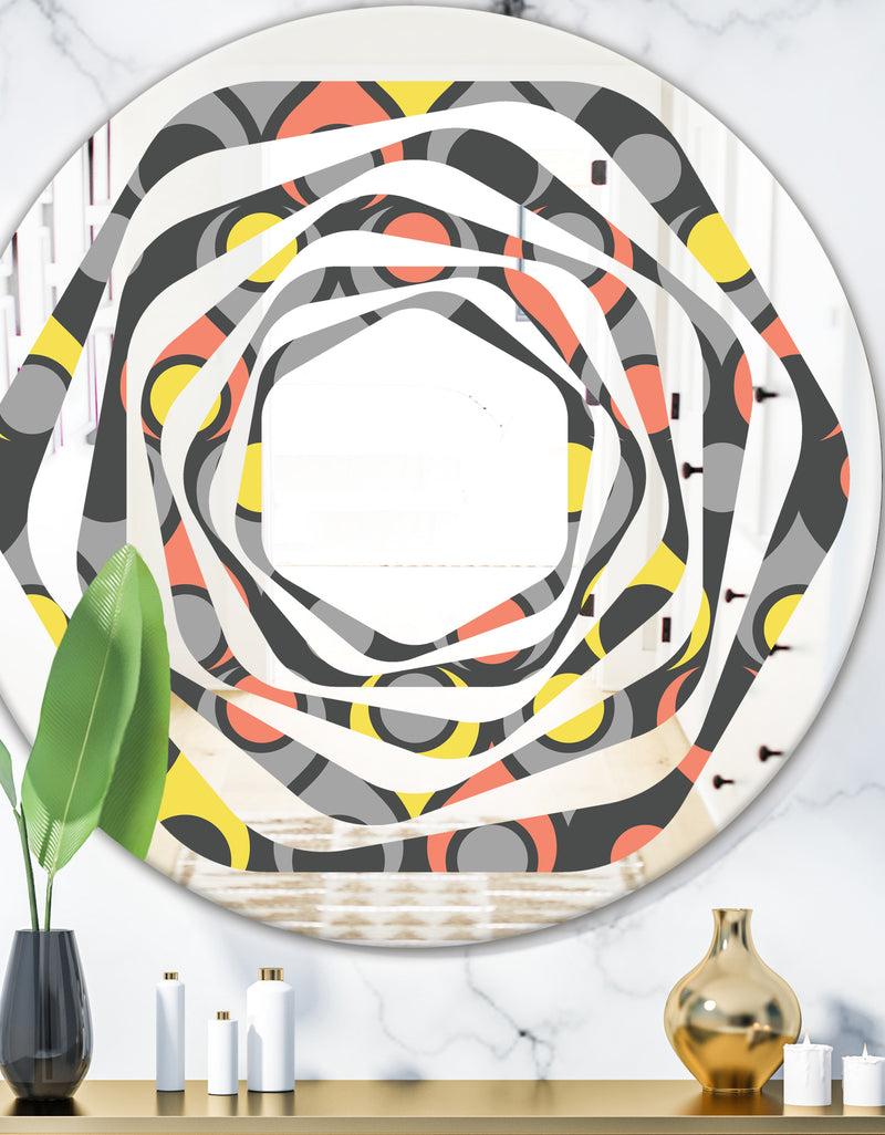 DesignQ Retro Abstract Drops I - Modern Round or Oval Wall Mirror - Whirl
