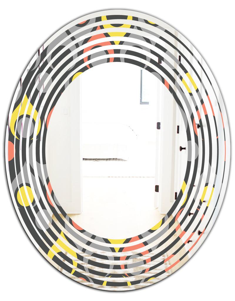 DesignQ Retro Abstract Drops I - Modern Round Or Oval Wall Mirror - Wave