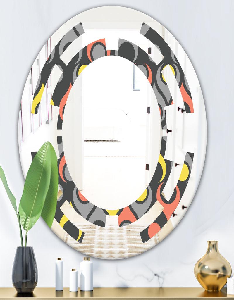 DesignQ Retro Abstract Drops I - Modern Round Or Oval Wall Mirror - Space