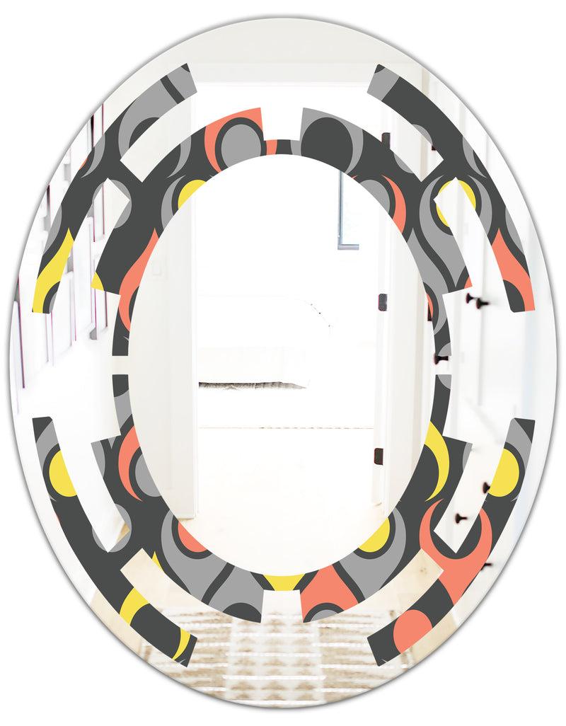 DesignQ Retro Abstract Drops I - Modern Round Or Oval Wall Mirror - Space