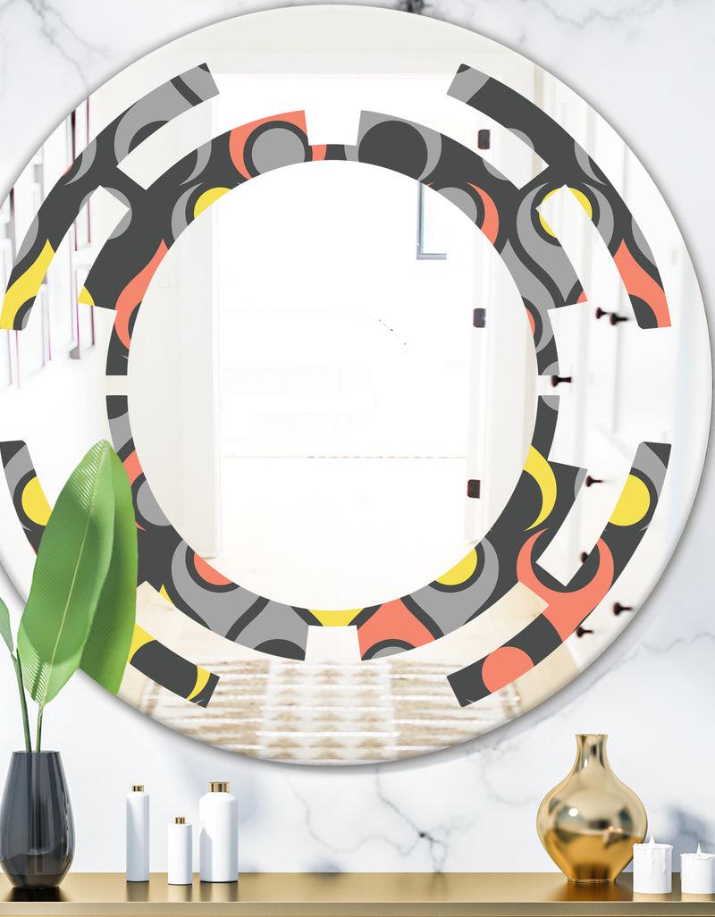 DesignQ Retro Abstract Drops I - Modern Round or Oval Wall Mirror - Space