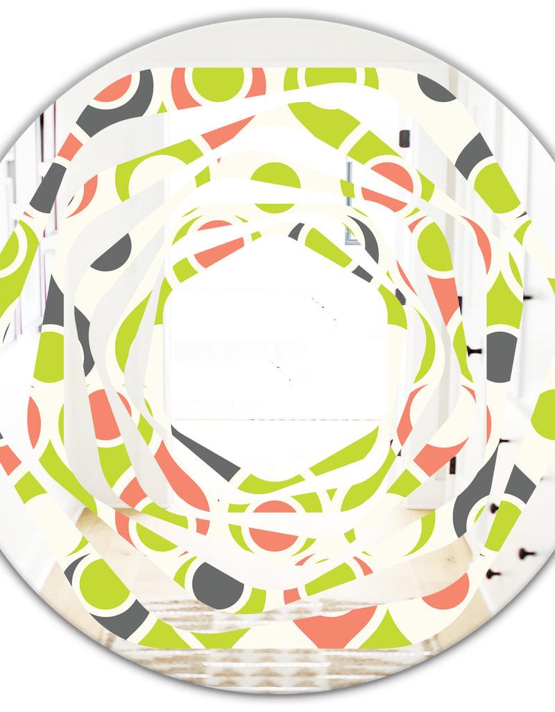 DesignQ Retro Abstract Drops II - Modern Round Or Oval Wall Mirror - Whirl