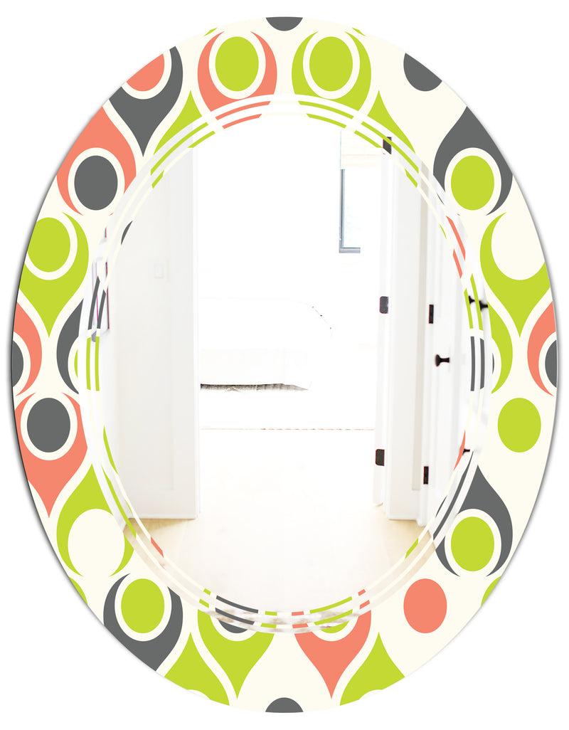 DesignQ Retro Abstract Drops II - Modern Round Or Oval Wall Mirror - Triple C