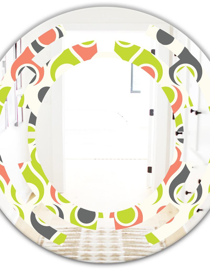 DesignQ Retro Abstract Drops II - Modern Round Or Oval Wall Mirror - Space