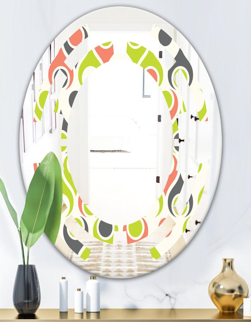 DesignQ Retro Abstract Drops II - Modern Round Or Oval Wall Mirror - Space