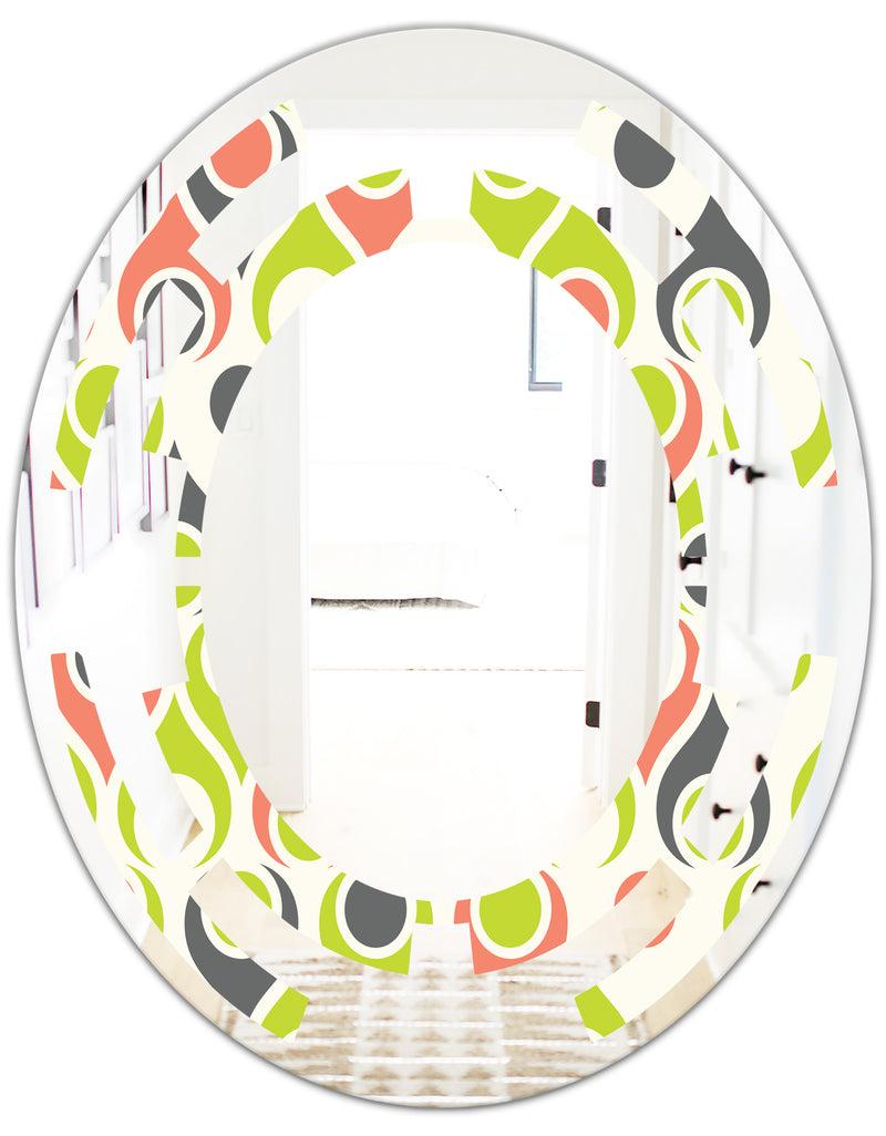 DesignQ Retro Abstract Drops II - Modern Round Or Oval Wall Mirror - Space